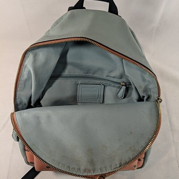 Coach Sunglasses Backpack Charlie Blue Pink Leather No. B1921-F75885 Print Bag - Picture 14 of 16